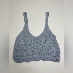 Stradivarius Knit Gray Blue Crop Top Size M Crochet